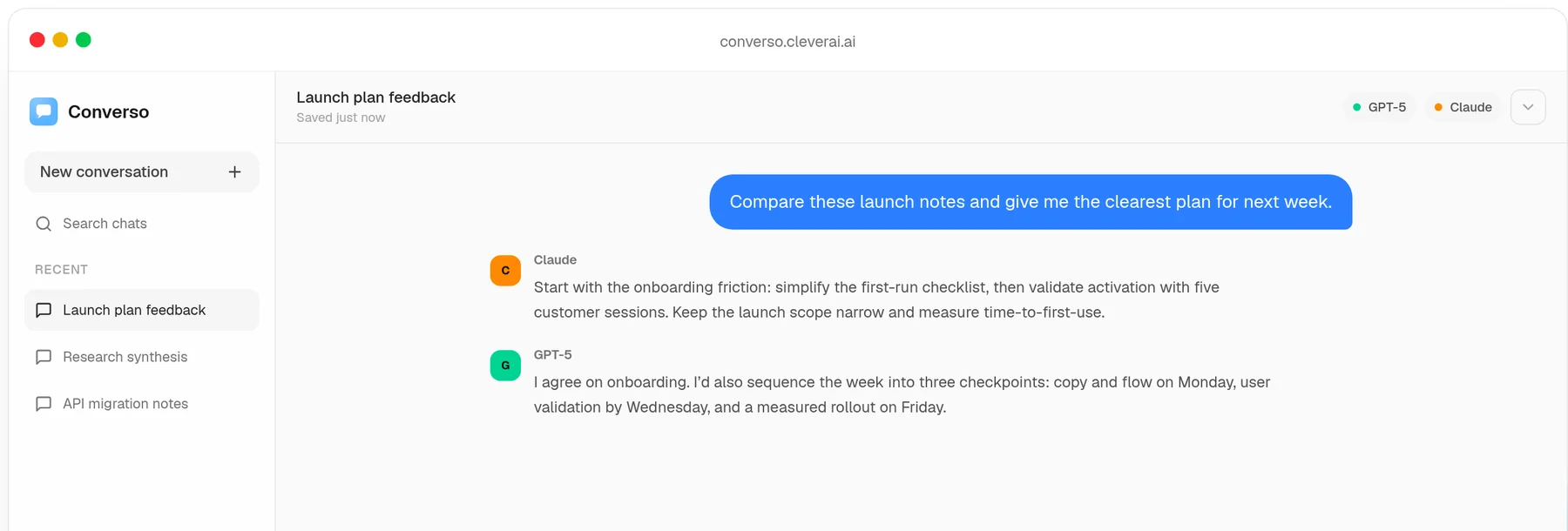 Converso multi-model AI chat workspace